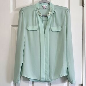 Candie's beaded collar blouse